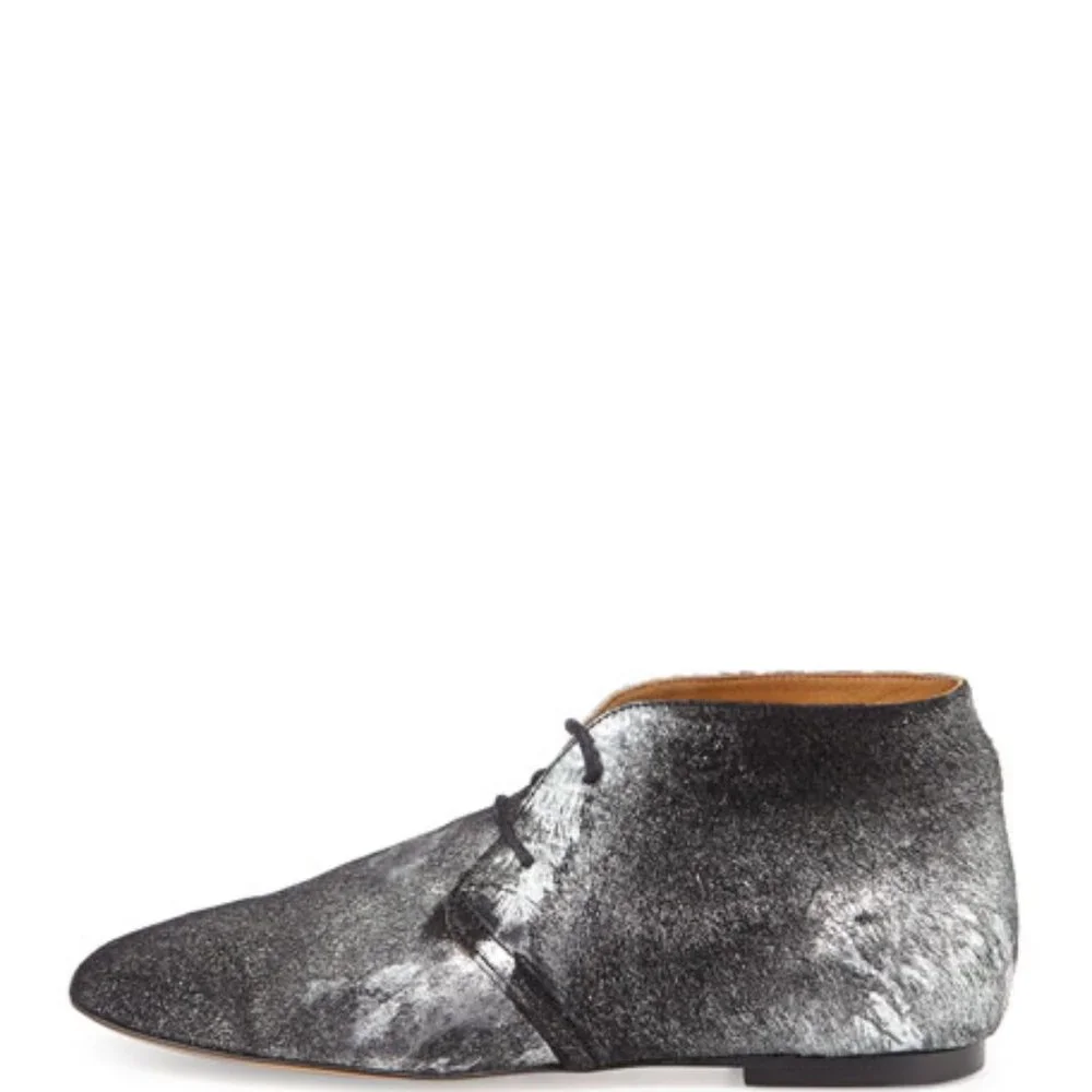 Isabel Marant Ginger Burnout Metallic Calf Hair Flat lace-up bootie US7/EU 37 - Picture 2 of 6